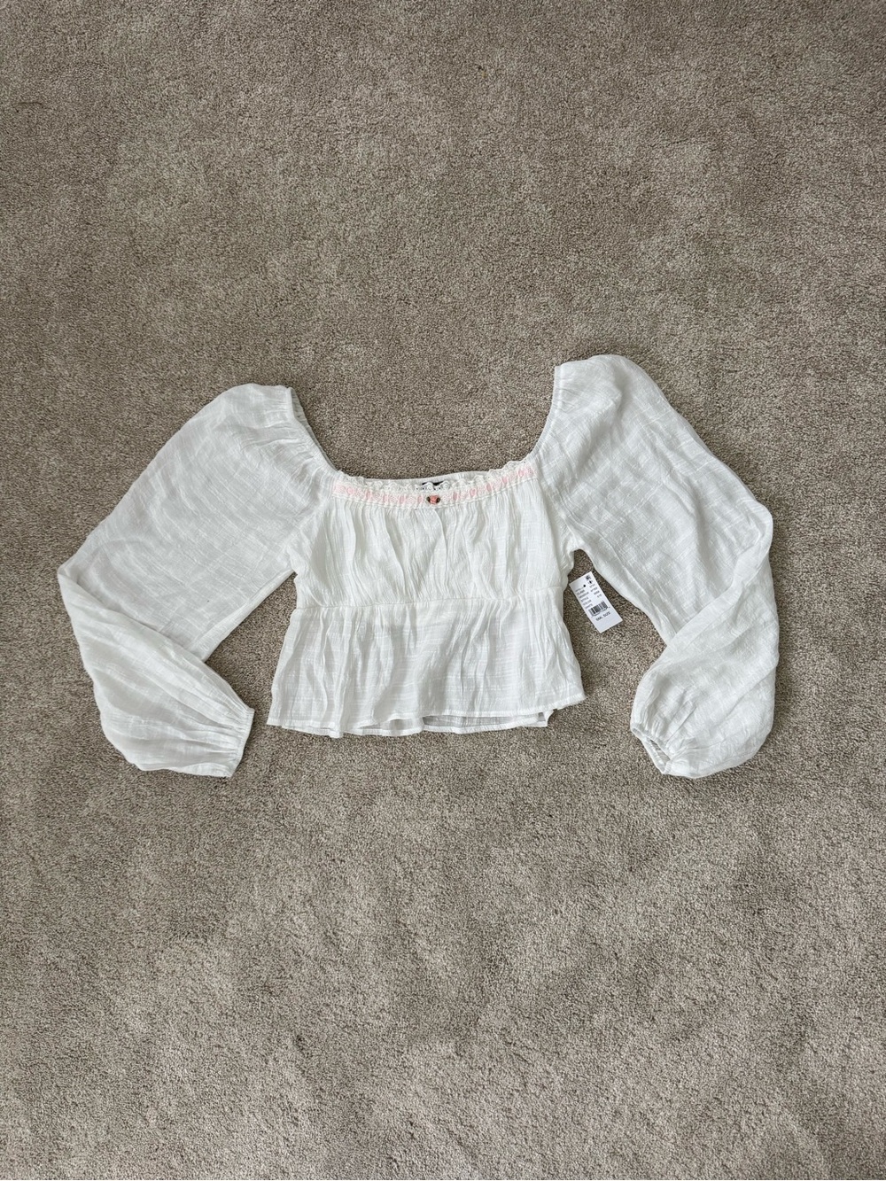 Pacsun White Babydoll Blouse with long sleeves